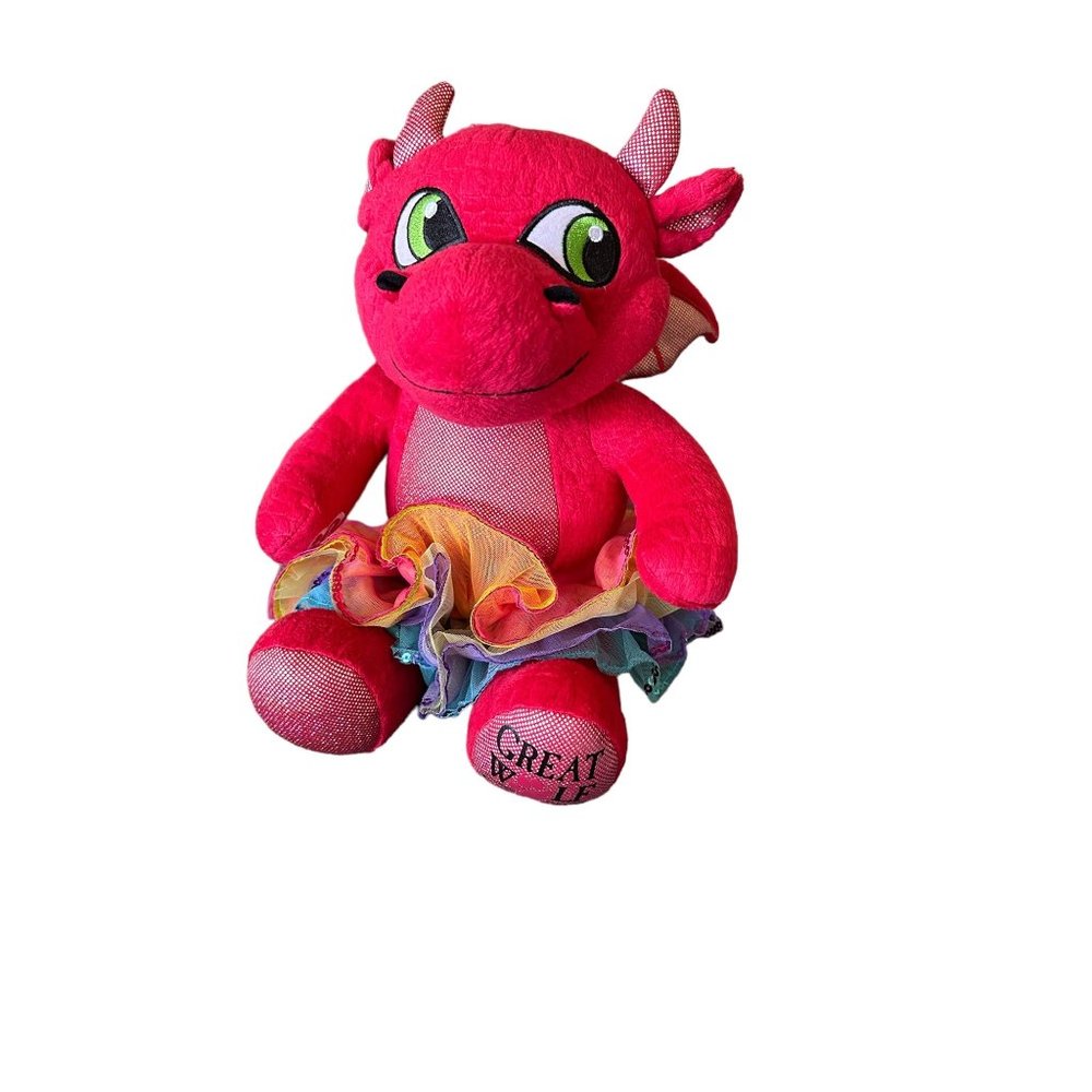 Build A bear Great Wolf Lodge 16" Dragon Ellie Plush Red Quest skirt